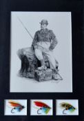 George Kelson and John Traherne - Pair of Interesting Fishing Prints each mounted with 3x fully