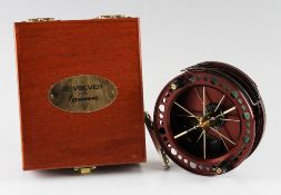 Fine Browning Revolver Centre Pin Reel in maker's original wooden box - 4.5