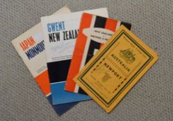 Collection of Monmouthshire/Gwent Rugby Programmes, some signed (4): Newport v Australia 1957,