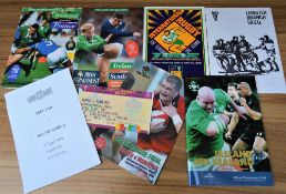 Irish at home and away Rugby Programmes: Rare away at USA (Atlanta) 1996; Ireland v France 1993; v