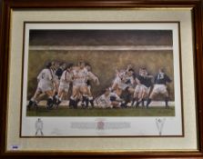 1993 England v Scotland Rugby Signed Ltd Edition Print - titled 'Grand Slam Glory': - Striking