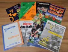 Australia in UK and Ireland 1996 Rugby Programmes one signed : Tour Guide plus games v Scottish