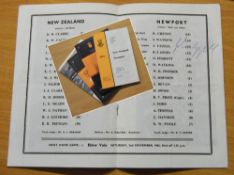 1963 Newport v New Zealand rugby match programme and 50th Dinner Menu signed by John 'Dick'