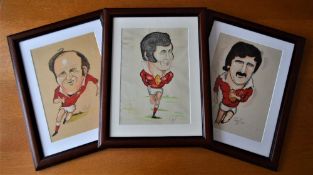 3x Welsh Rugby Stars Colour Caricatures: Three 16