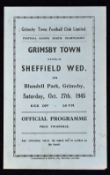 1945/1946 War League North Grimsby Town v Sheffield Wednesday match programme 27 October 1945, 4