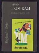 1958 World Cup group play-off match programme England v USSR at Goteborg 17 June 1958. Good.