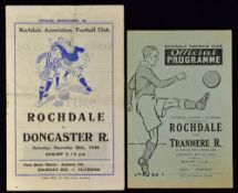 1946/1947 Rochdale v Doncaster Rovers match programme 28 December 1946, 1947/1948 v Tranmere