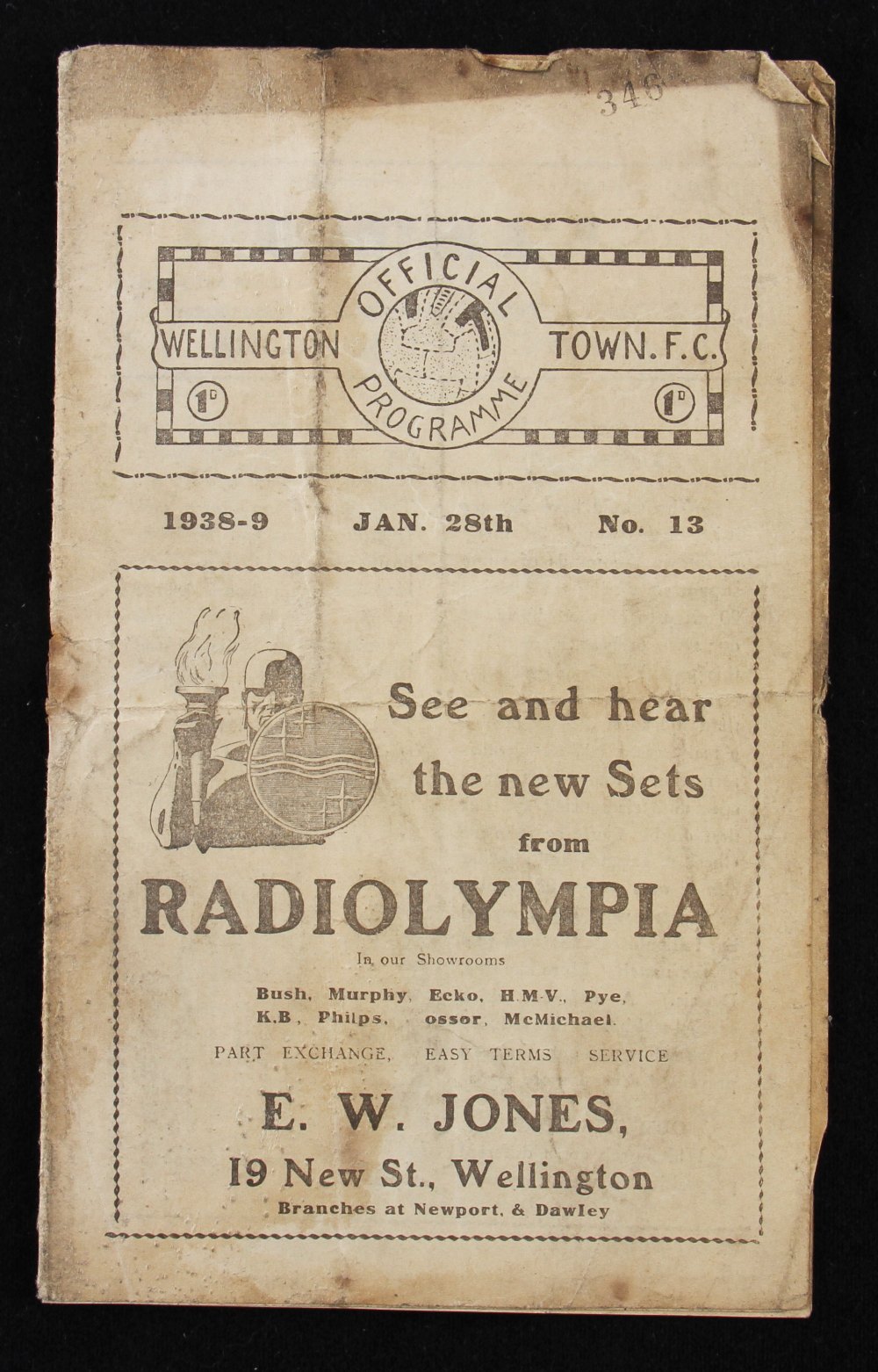 Season 1938/1939 Wellington Town v Whitchurch Shropshire Senior Cup semi-final 28 January 1939 match