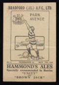 1944/1945 Bradford Park Avenue v York City war league match 11 November 1944 match programme, 4