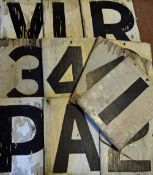 11x Wolverhampton Wanderers Plywood boards with numbers and letters used at the wolves football