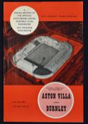 1960/1961 FL Cup replay at Manchester Utd; Aston Villa v Burnley 2 May 1961 match programme. Good,