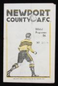 1946/1947 Newport County v Newcastle Utd match programme 7 June 1947 at Somerton Park. Fair- Good.