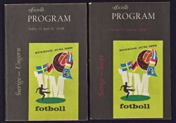 1958 World Cup Sweden v Hungary match programme at Solna 12 June 1958 group match; Sweden v USSR ¼