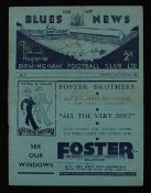 1936/1937 Birmingham City v Sunderland match programme Xmas Day 1936. Fair.