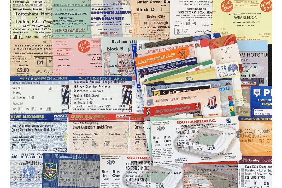 Collection of football tickets to include 1961/1962 Tottenham Hotspur v Dukla Prague (EC), West