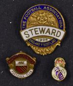 Scarce 1926 England v Scotland 'Steward' Enamel Badge with pin to reverse, white and blue enamel