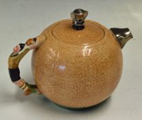 Rare 1930s Wolverhampton Wanderers F.A. Cup Teapot by Sadlers of Burslem, the footballer in the