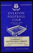 Postponed match programme 1965/1966 Everton v Nottingham Forest dated 29 December 1965 with a 7.30pm