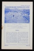 1950/1951 Shrewsbury Town v Stockport County match programme 9 September 1950. Fair-Good.