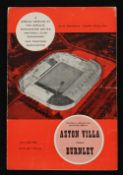 1960/1961 Football League Cup semi-final replay Burnley v Aston Villa match programme at Old
