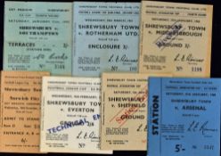 Shrewsbury Town home match tickets to include 1952/1953 Southampton (FAC), 1960/1961 Norwich City (