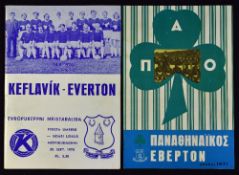 Everton away match programmes in the European Cup 1970/1971 v Keflavik 30 September and v