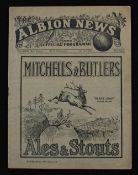 1931/1932 West Bromwich Albion v Sheffield Wednesday match programme 31 October 1931. Good.