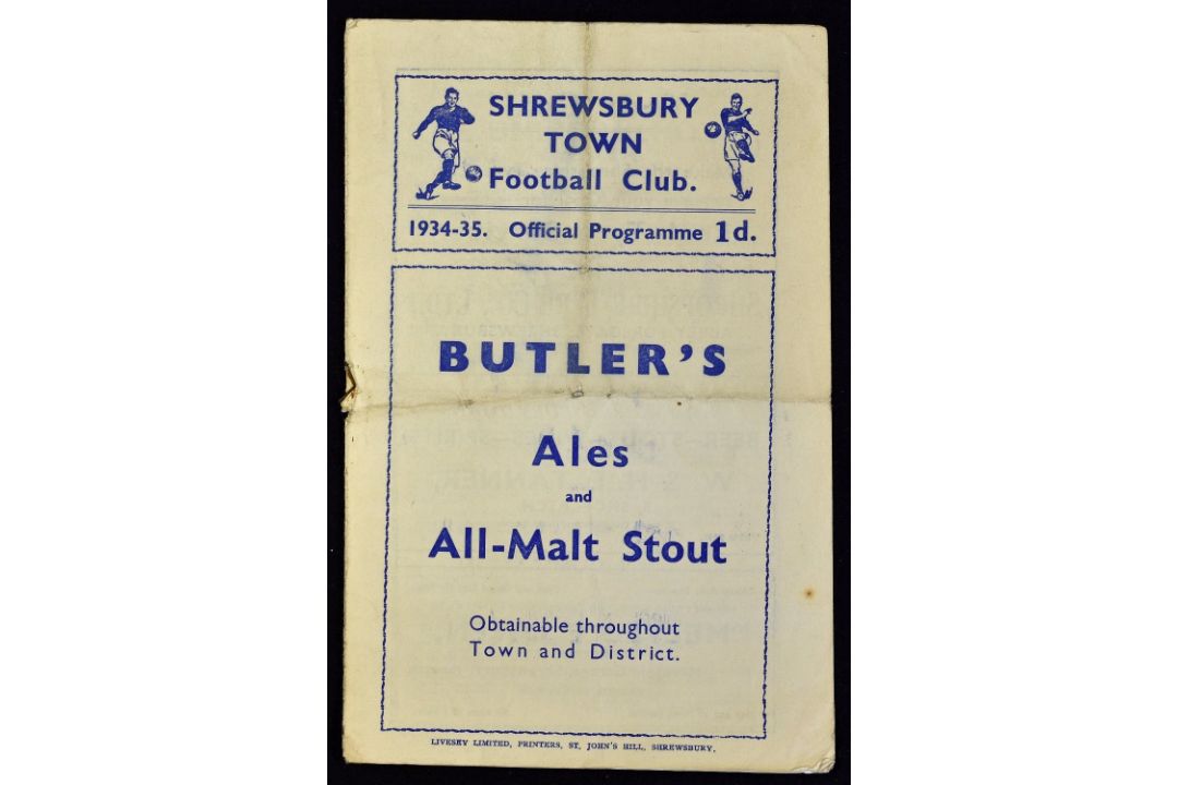 1934/1935 Shrewsbury Town v Wrexham, Birmingham League match programme 9 February 1935 at Gay