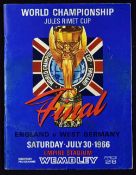 1966 World Cup Final match programme England v West Germany at Wembley, original issue with teams
