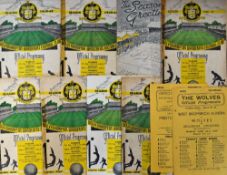 Selection of Wolverhampton Wanderers programmes to include homes 1945/1946 WBA, 1946/1947 Preston NE