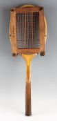 F.H. Ayres 'The Club Improved' Tennis Racket a 1935 tournament model for the Davis Cup, concave