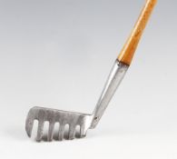 Fine Wright and Ditson Patent Appl'd smooth face rake iron - with rare 6x downward prongs to the