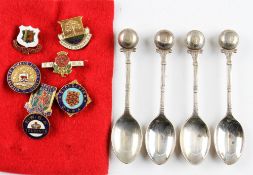 Crown Green Bowls Badges - 7 badges featuring Warwickshire, Worcestershire, Oxfordshire,