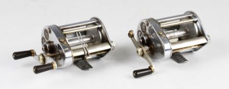 C. Farlow and Co 191 Strands London leather Block D shaped salmon reel case - with embossed makers