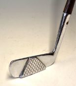 Rare Wm Gibson & Co Kinghorn triangular projected face straight blade putter - with diamond cut face