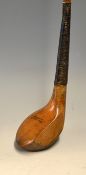 Fine Crosthwaite & Lorimer shallow face bulger driver - light stained dog wood head and fitted