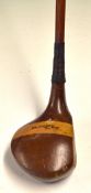 Rare Tom Morris St. Andrews autograph striped top dark stained persimmon driver fitted with Hardy'