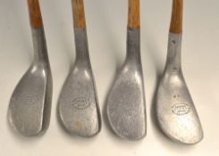 4x Mills Standard Golf Co Braid Mills alloy putters - incl Upright, 2x Medium and a Flat Lie - one