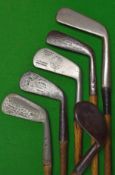 6x interesting irons - James Braid Autograph concentric back iron showing the Gibson star mark;