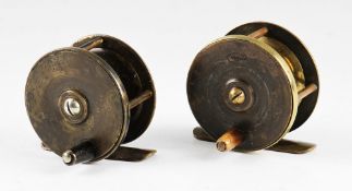 2x brass fly reels: W H Monk Foregate St Chester 2.25