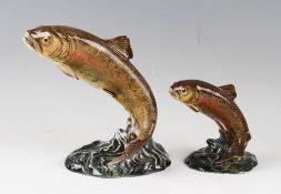 Pair of Beswick Ceramic Trout Fish: Larger 1032 Trout with some crazing, chip to base not visible
