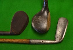 3x interesting St Andrews golf clubs - to incl socket head spoon, circular head niblick and
