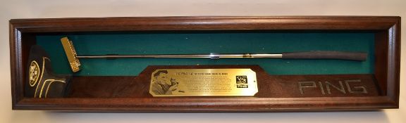 Fine Ping Karsten 50th Anniversary Gold Plated 1A model putter and makers original wooden display