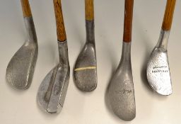 5x interesting and various alloy putters - Youds Patent mallet head with lead face insert;