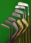 10x assorted putters: Spalding Henry Cotton goose neck with square (but Bent shaft), 2x Forgan St