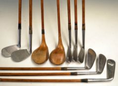 Rare matching set of Hardy Bros Palakona Woods, Irons and putter - to incl Driver and Brassie, 7x