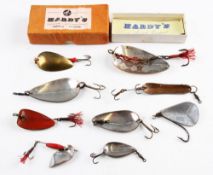 Collection of assorted Hardy Bros Spoons (9) including Greenwell, Silver Devon Bar Spoon, Ridge