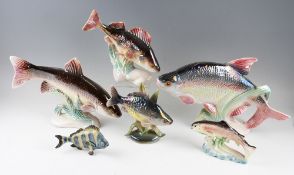 Selection of Ceramic Fish: By Jemma - Holland consisting of 4 lusterware fish largest been 38 cm