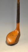 Fine A Bell elegant drop toed golden fruit wood driver - with good period hide replacement grip.