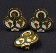 1976 World Bowls South Africa Enamel Cufflinks and Pin Badge - no maker's marks overall (G)